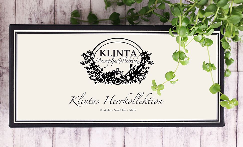 Herrkollektion, massage-/doftljus från Klinta